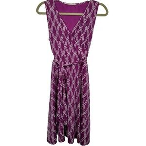 41 Hawthorn Wrap Dress Size Small Sleeveless Purple & Gray Geometric Travel